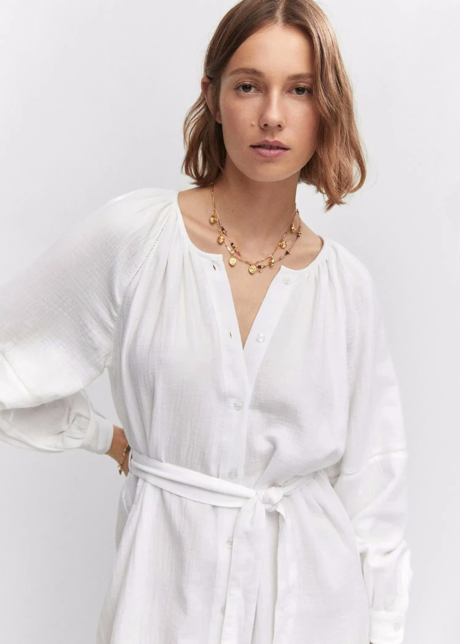 Women New Spring and Autumn Daily Elegant Cotton White Dress by BlakWardrob - Image 2