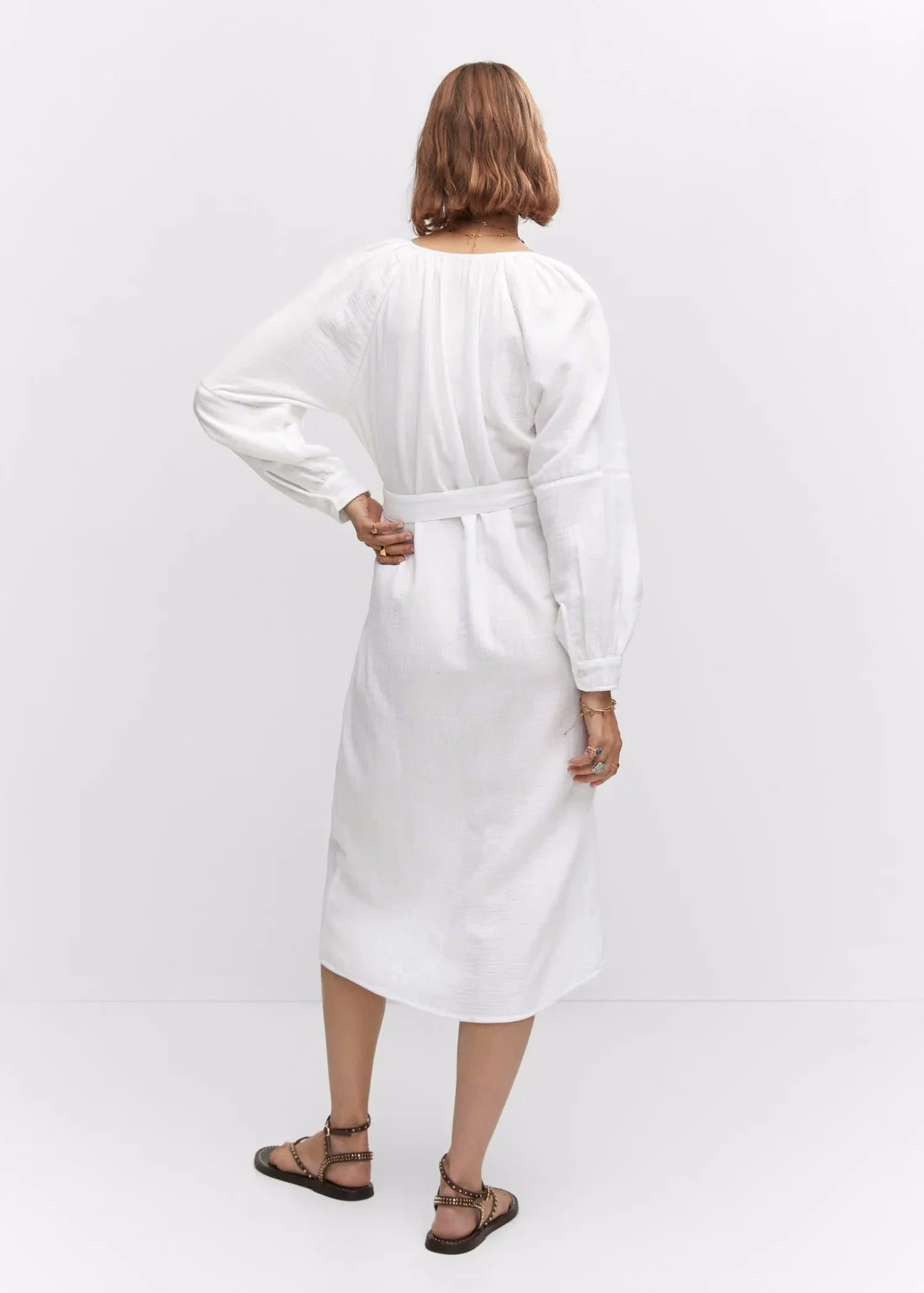 Women New Spring and Autumn Daily Elegant Cotton White Dress by BlakWardrob - Image 3