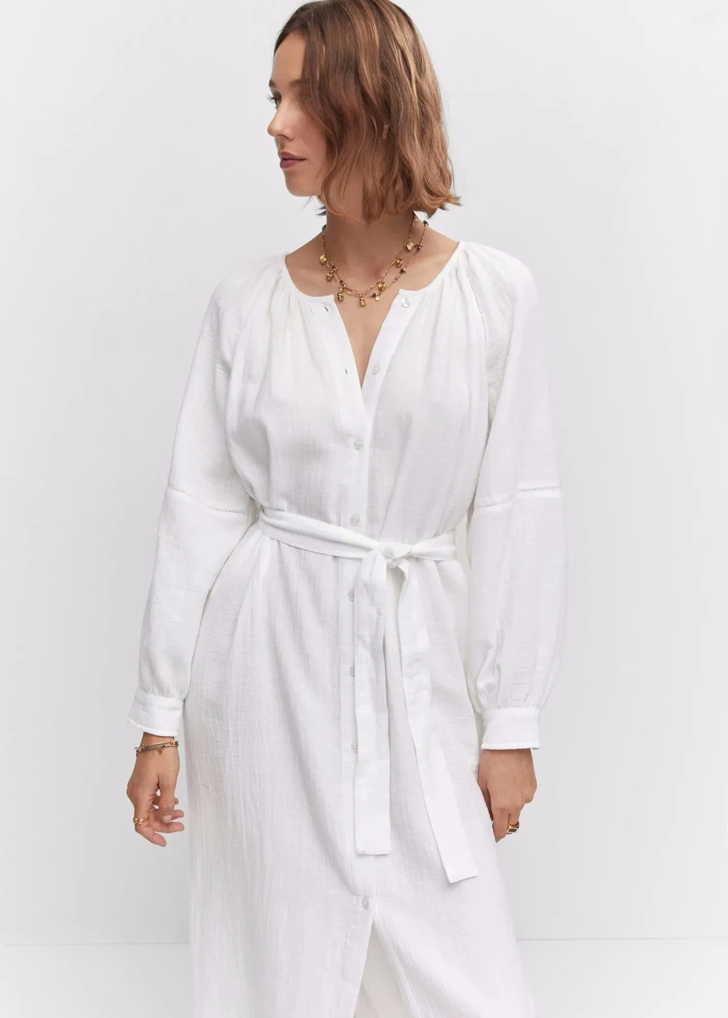 Women New Spring and Autumn Daily Elegant Cotton White Dress by BlakWardrob - Image 4