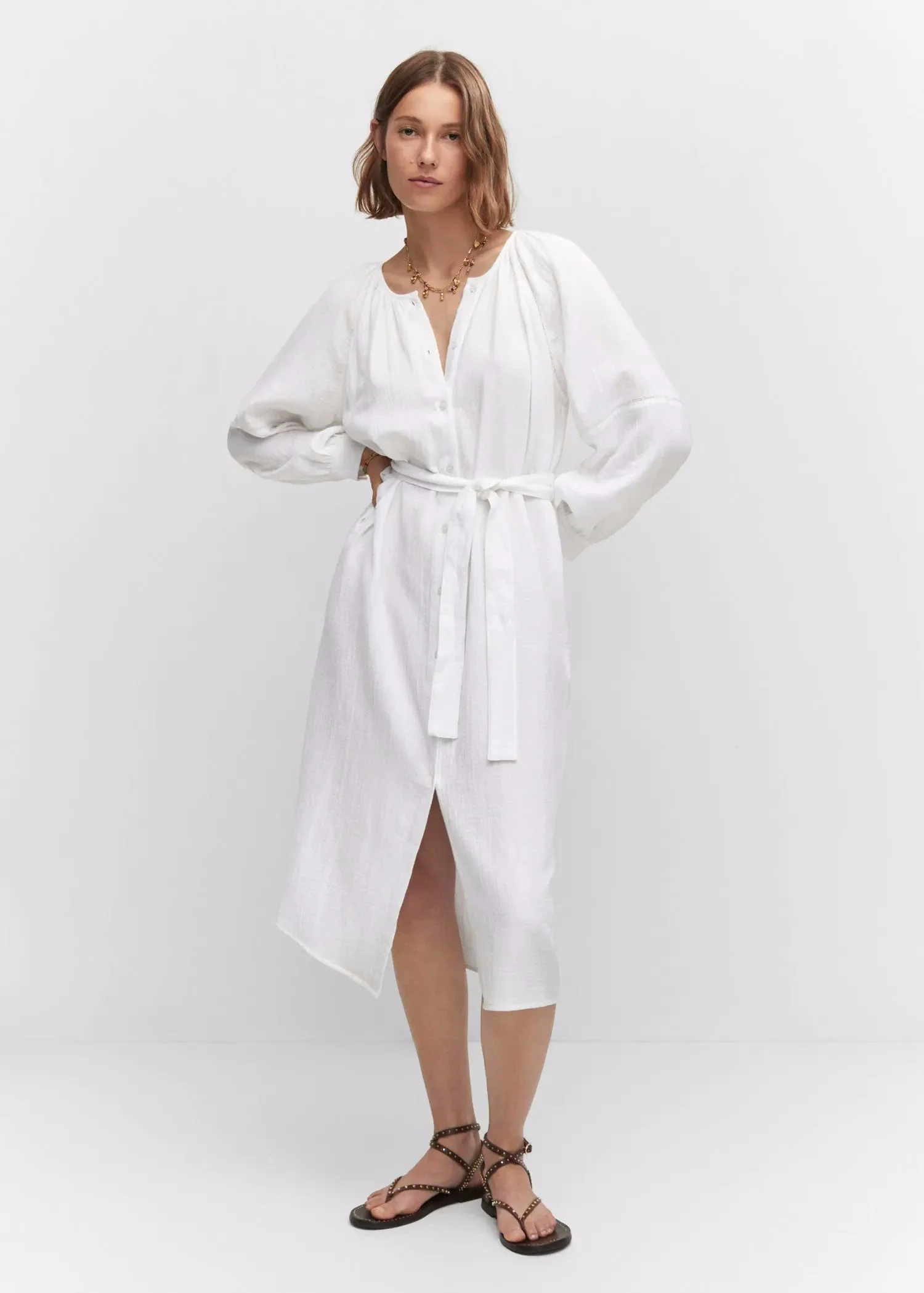 Women New Spring and Autumn Daily Elegant Cotton White Dress by BlakWardrob - Image 7