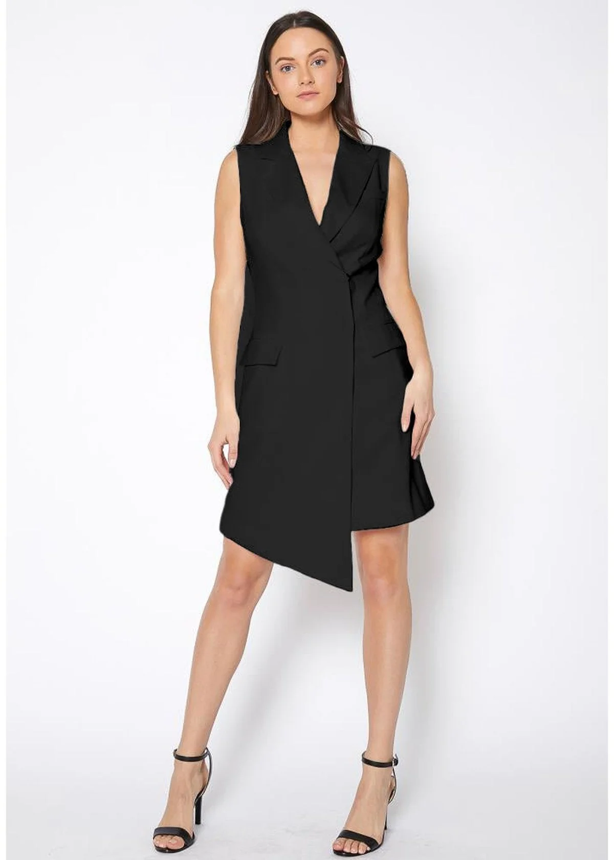Women's Asymmetrical Sleeveless Blazer Dress by Shop at Konus - Image 7