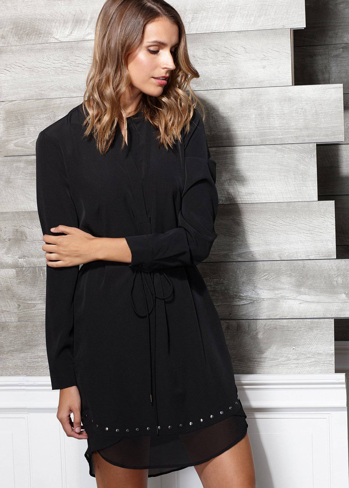 Women's Studded Tie Strap Dress In Black by Shop at Konus - Image 3