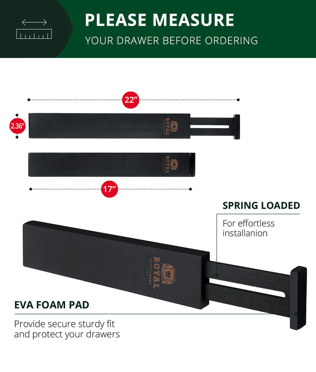 Wooden Drawer Separators Set of 4 Black Color by Royal Craft Wood - Image 4