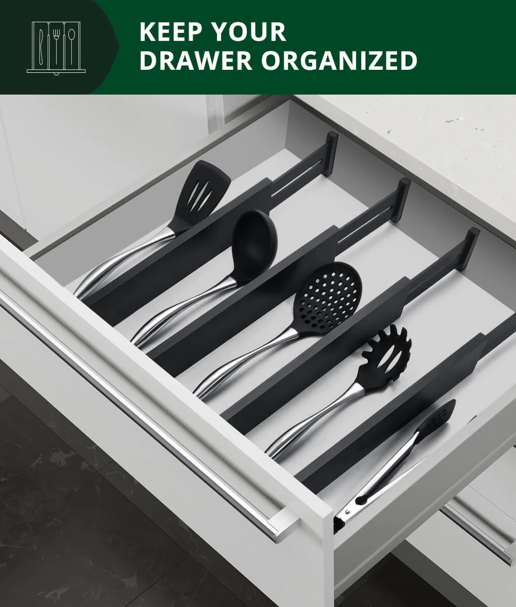 Wooden Drawer Separators Set of 4 Black Color by Royal Craft Wood - Image 7