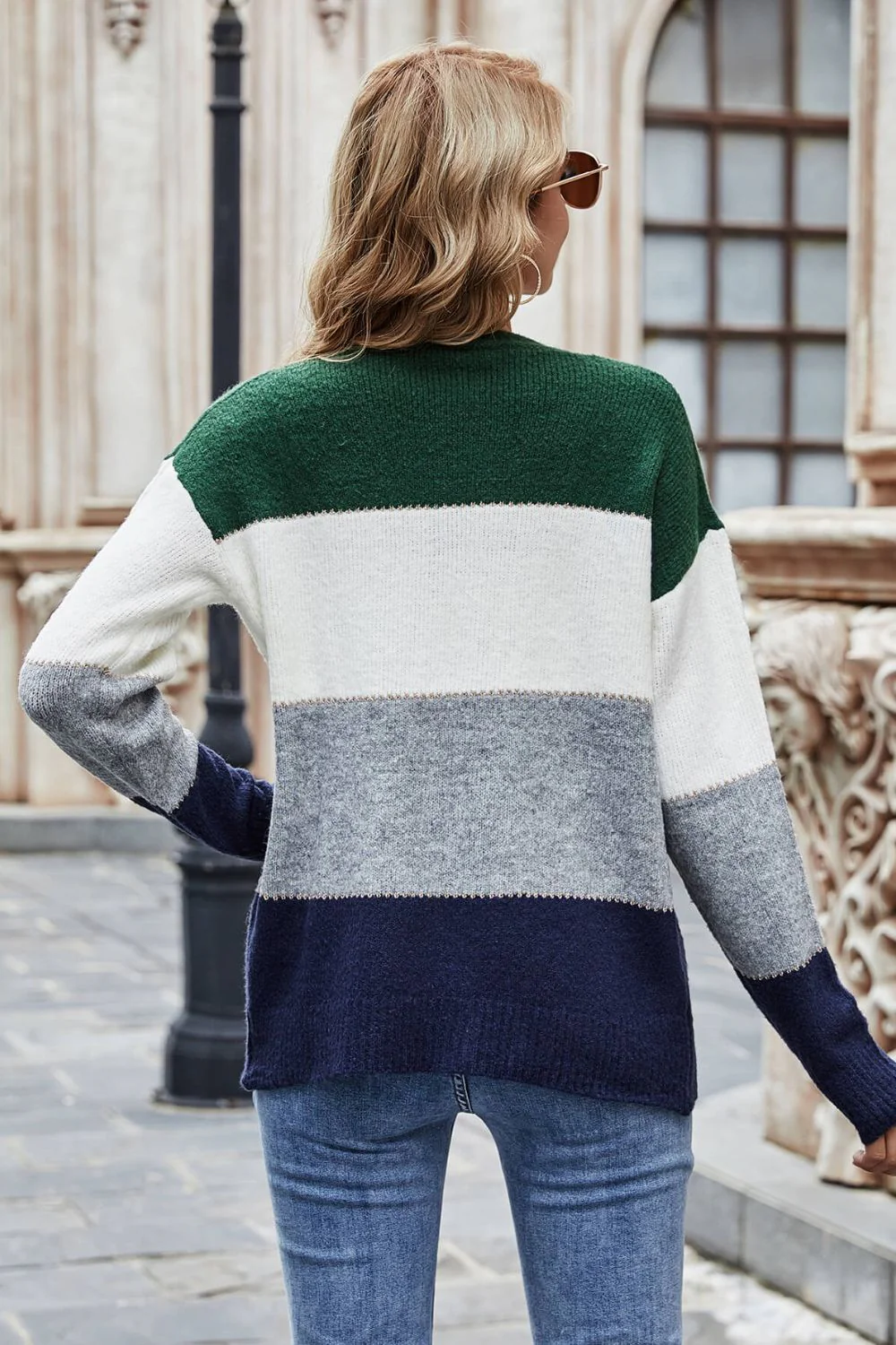 Woven Right Color Block V-Neck Button Down Cardigan - Image 14