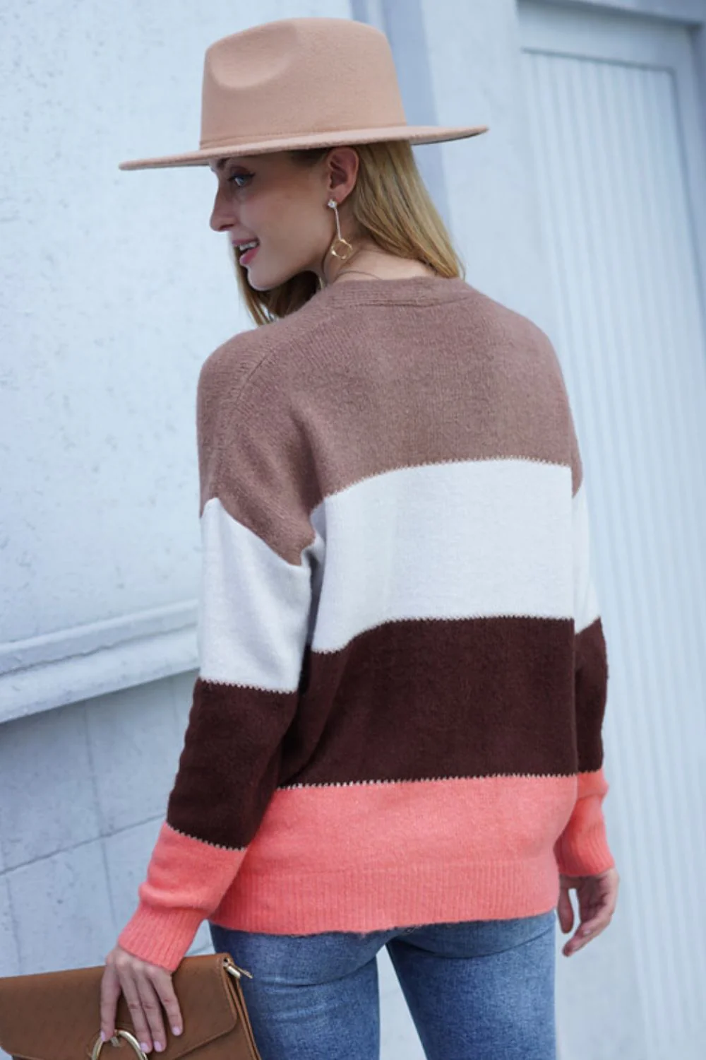 Woven Right Color Block V-Neck Button Down Cardigan - Image 18