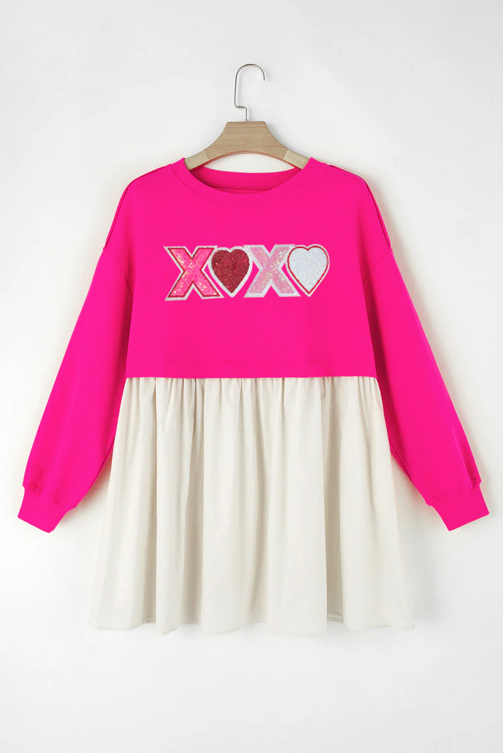XOXO Sequin Heart Long Sleeve Dress - Image 4