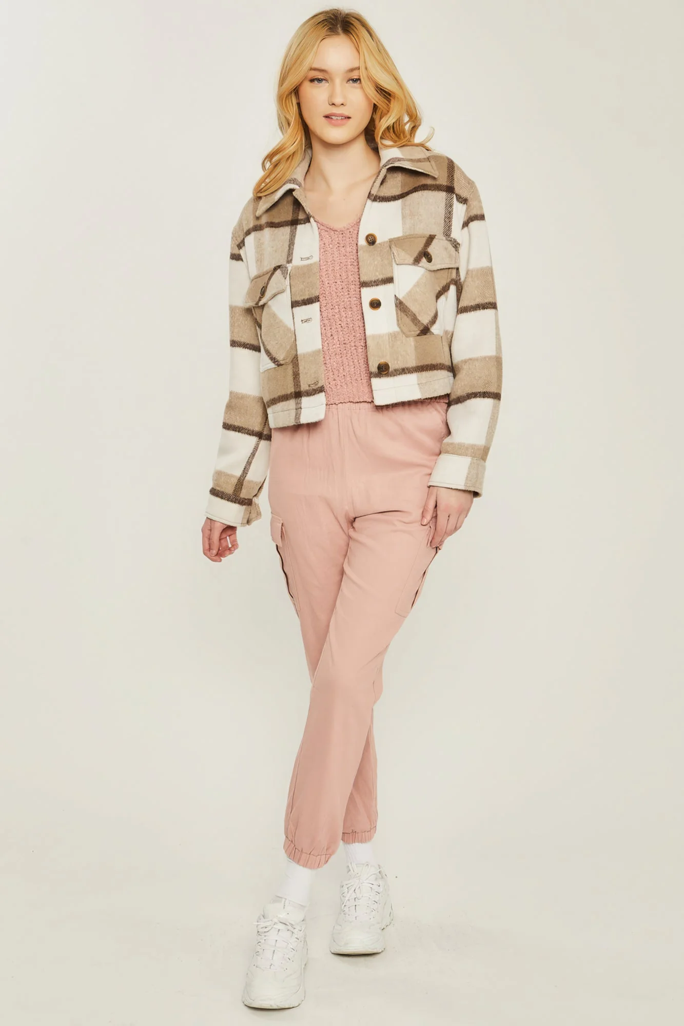 Yarn Dyed Plaid Button Up Jacket - Image 2