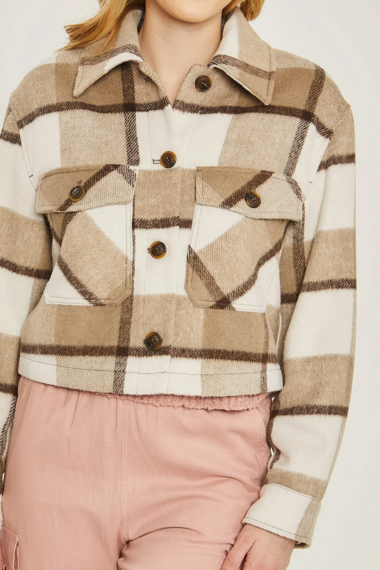 Yarn Dyed Plaid Button Up Jacket - Image 5