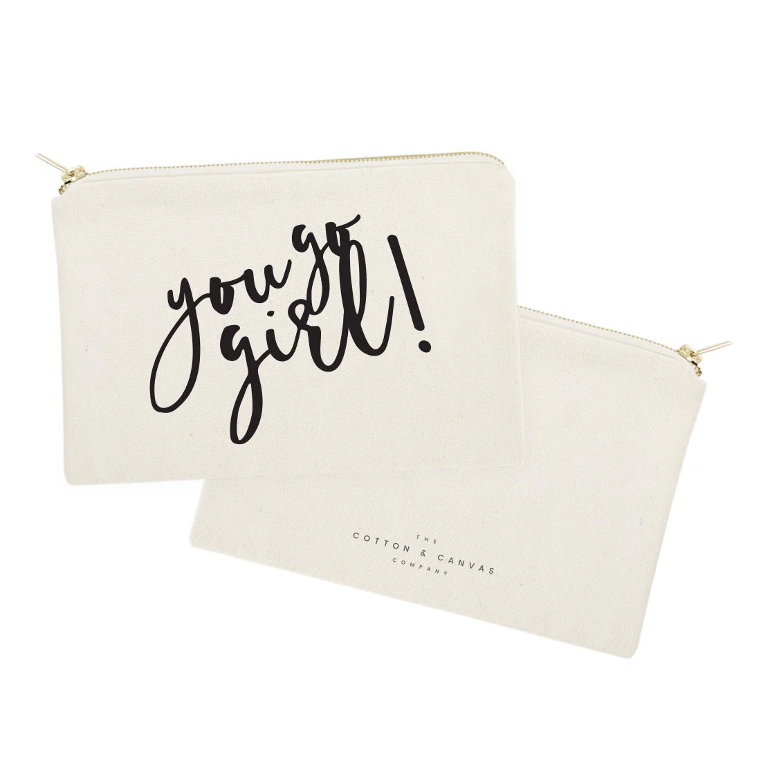You Go Girl Cotton Canvas Cosmetic Bag by The Cotton & Canvas Co. - Image 2
