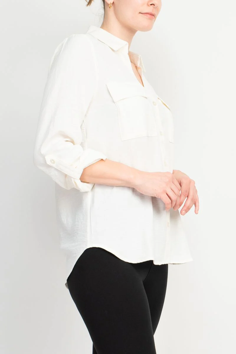 Zac & Rachel Long Sleeve Gardina Solid Crepe Top by Curated Brands - Image 2