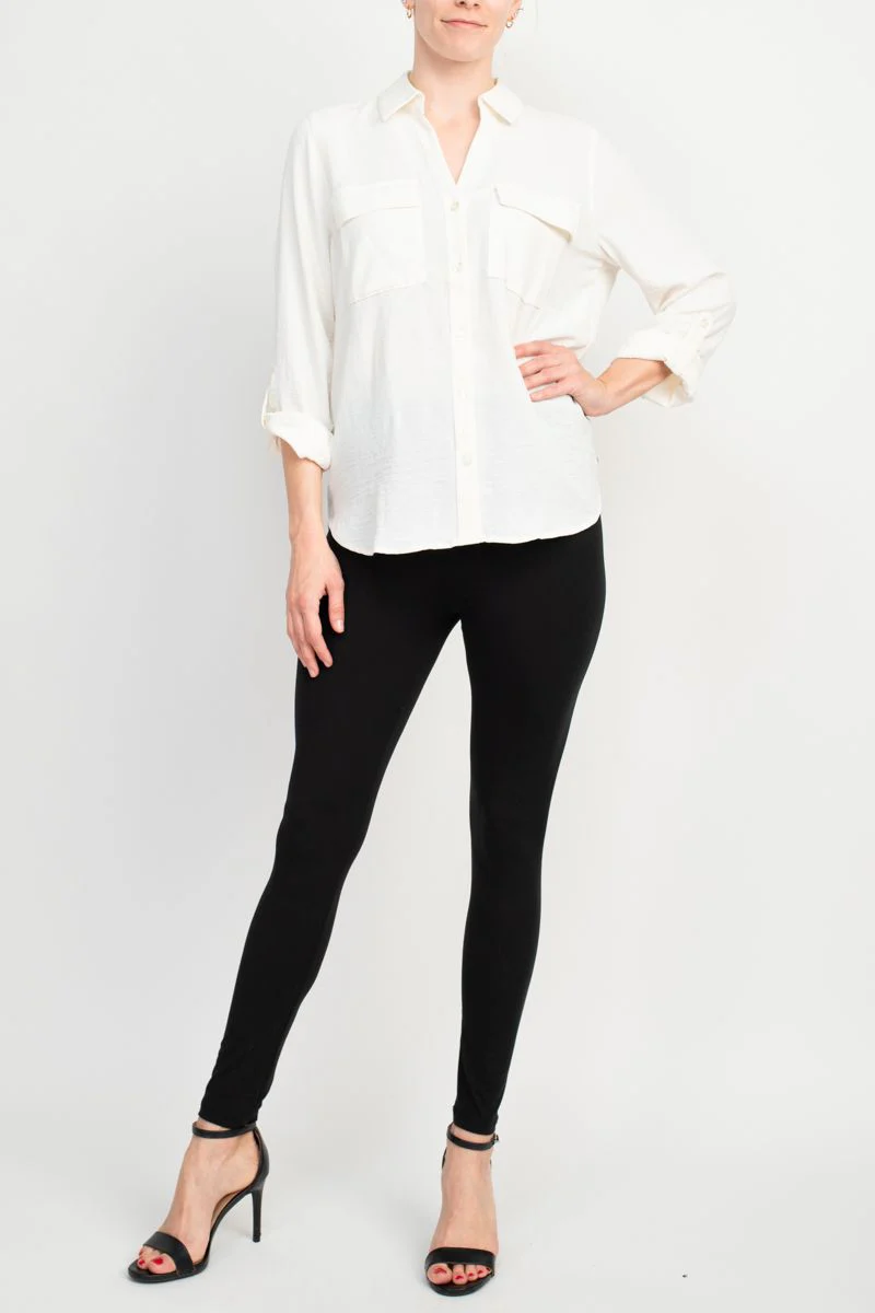 Zac & Rachel Long Sleeve Gardina Solid Crepe Top by Curated Brands - Image 3