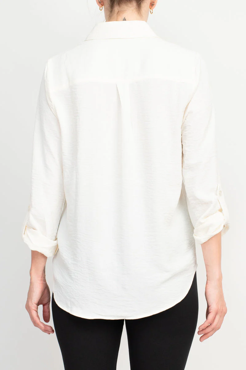 Zac & Rachel Long Sleeve Gardina Solid Crepe Top by Curated Brands - Image 4