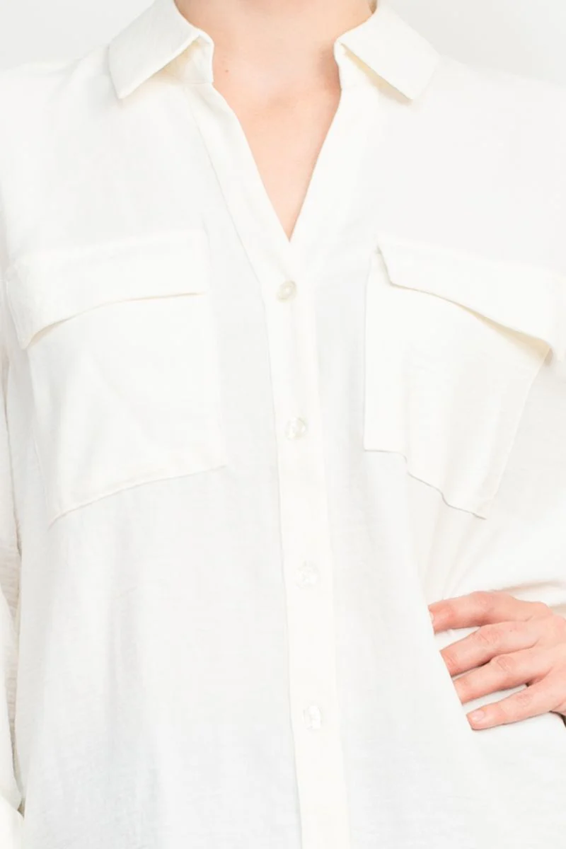 Zac & Rachel Long Sleeve Gardina Solid Crepe Top by Curated Brands - Image 5