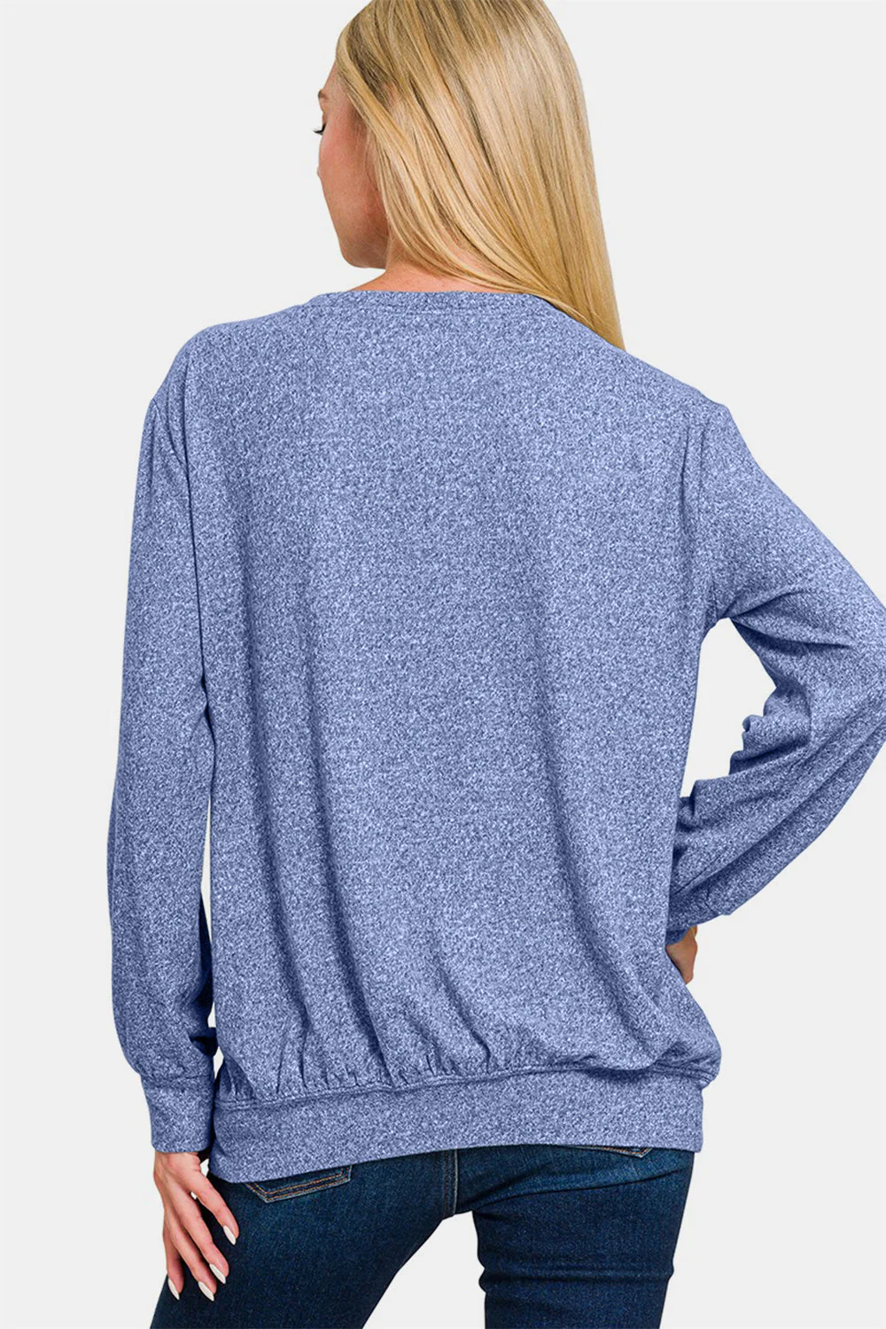 Zenana Full Size Melange Round Neck Top - Image 2