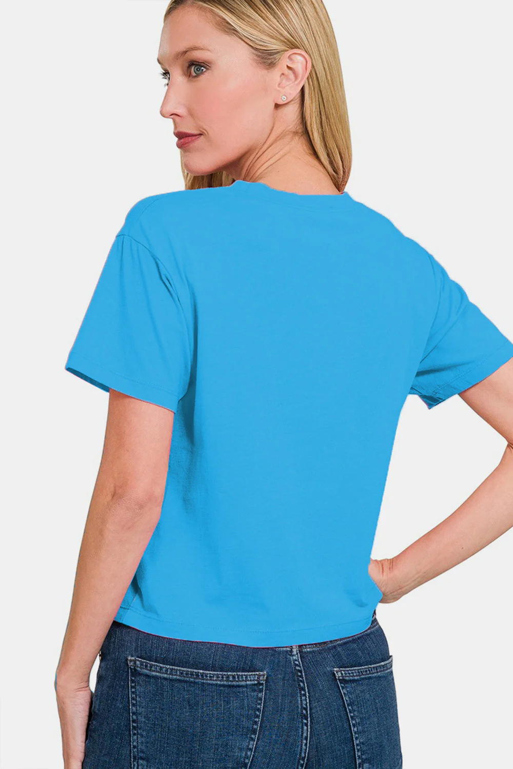 Zenana Round Neck Short Sleeve Cropped T-Shirt - Image 2