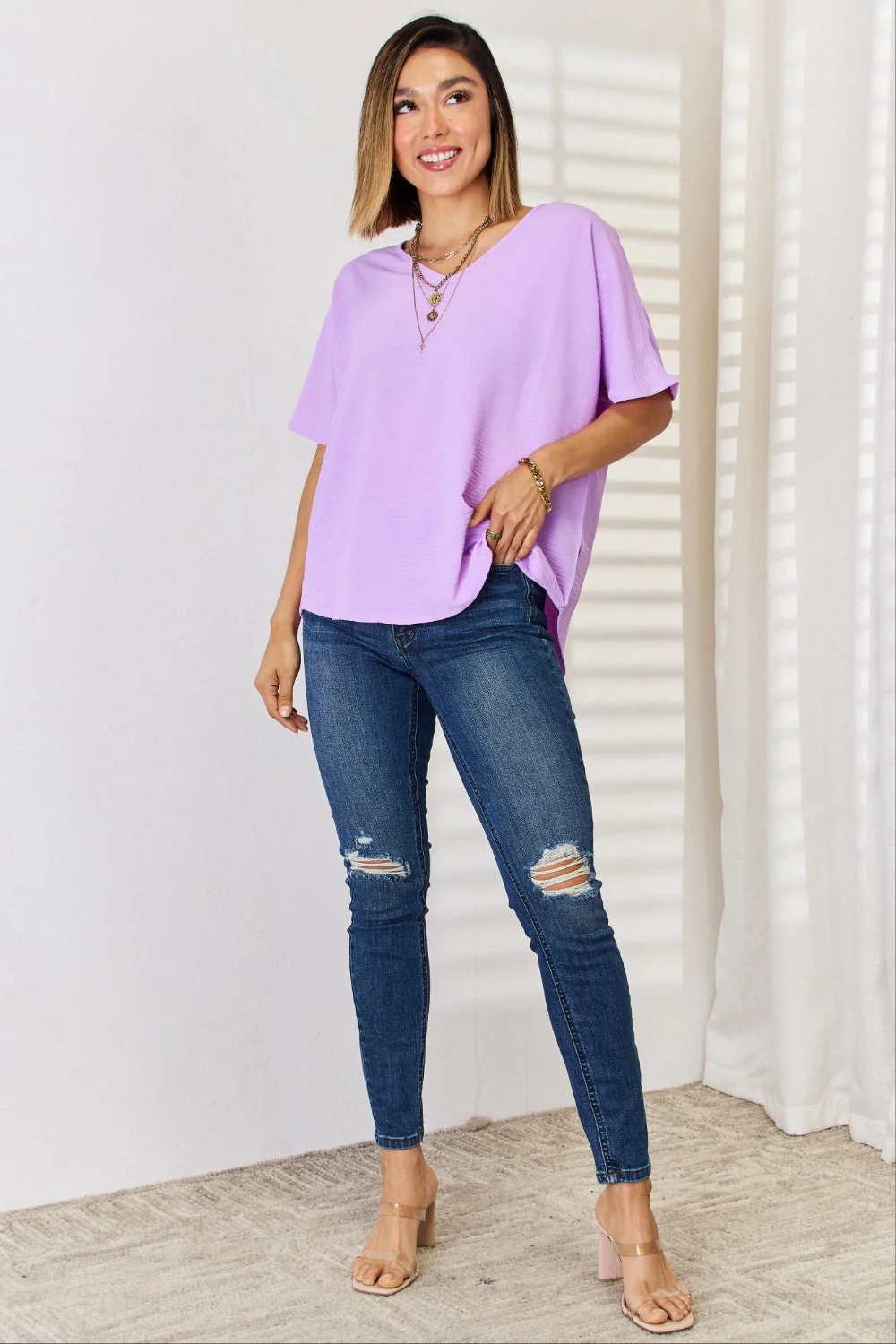 Zenana Texture Short Sleeve T-Shirt - Image 5