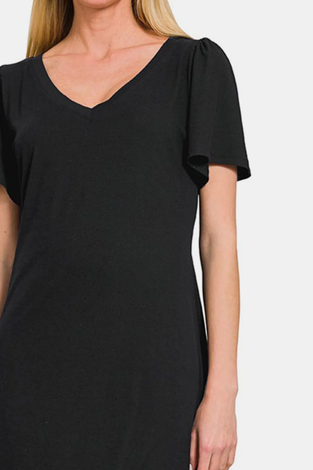 Zenana V-Neck Short Sleeve Dress - Image 3