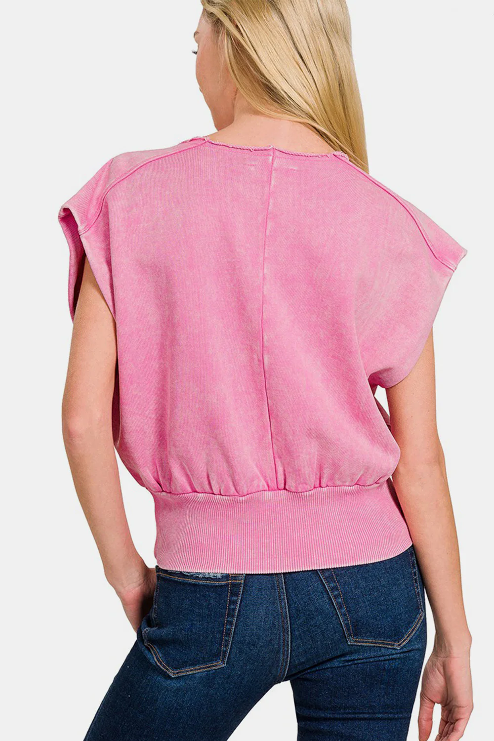 Zenana Washed Boat Neck Bottom Banded Dolman Sleeve Top - Image 2