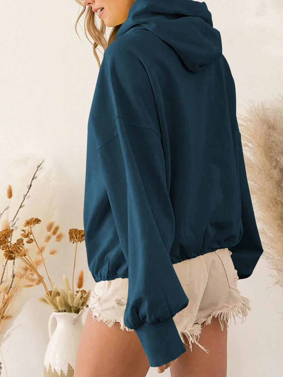 Zip-Up Dropped Shoulder Hoodie - Image 12