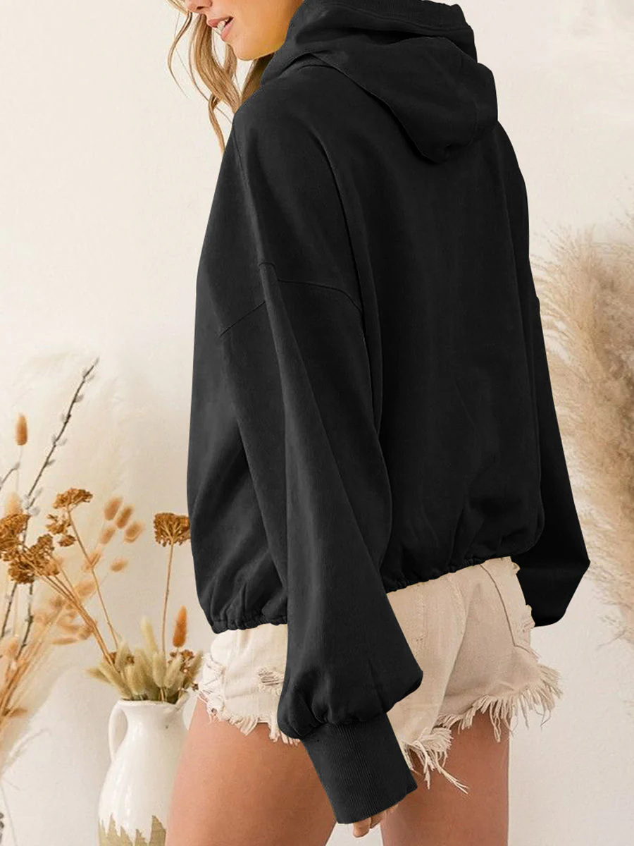 Zip-Up Dropped Shoulder Hoodie - Image 6