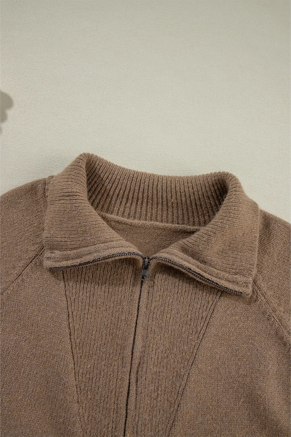 Zip Up Long Sleeve Geometric Cardigan - Image 5