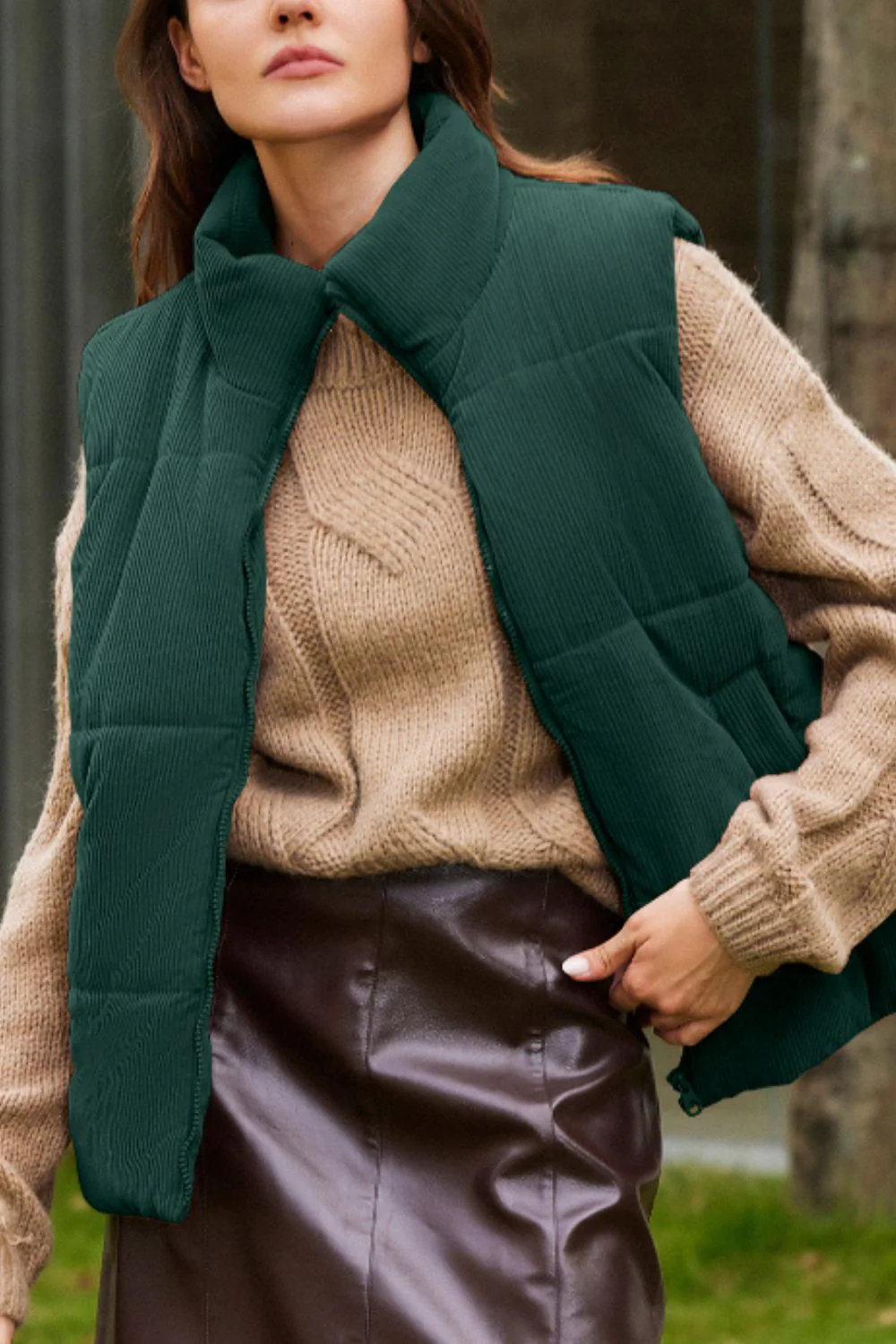 Zip Up Turtleneck Vest Coat - Image 12