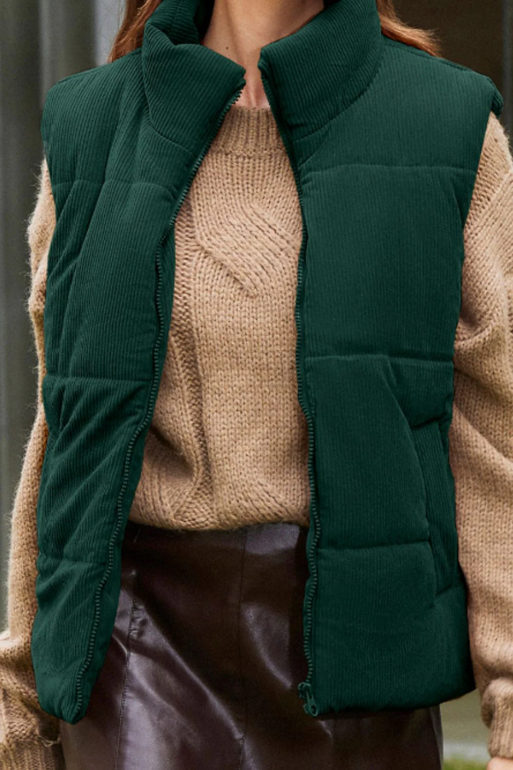 Zip Up Turtleneck Vest Coat - Image 14