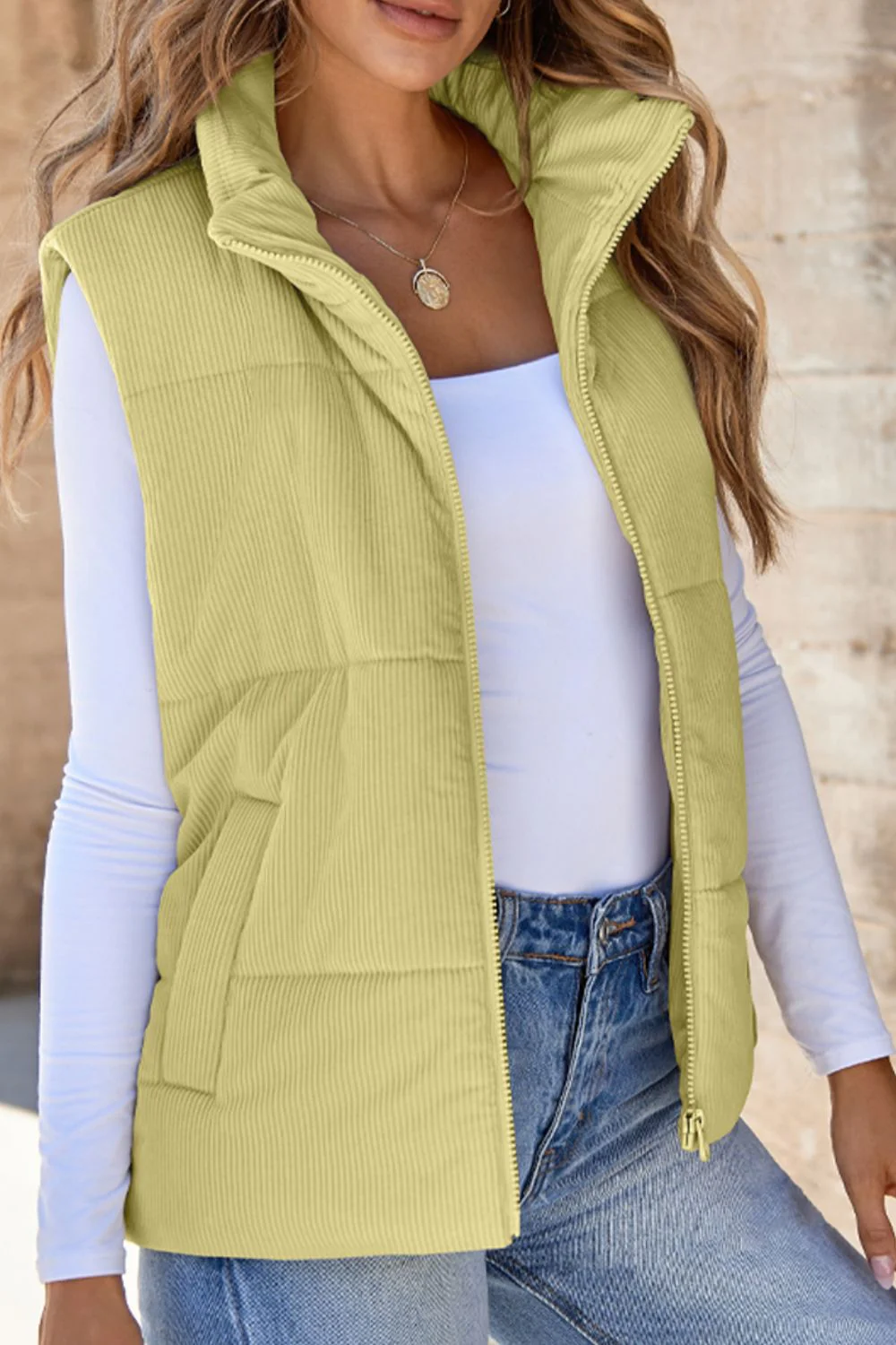 Zip Up Turtleneck Vest Coat - Image 3
