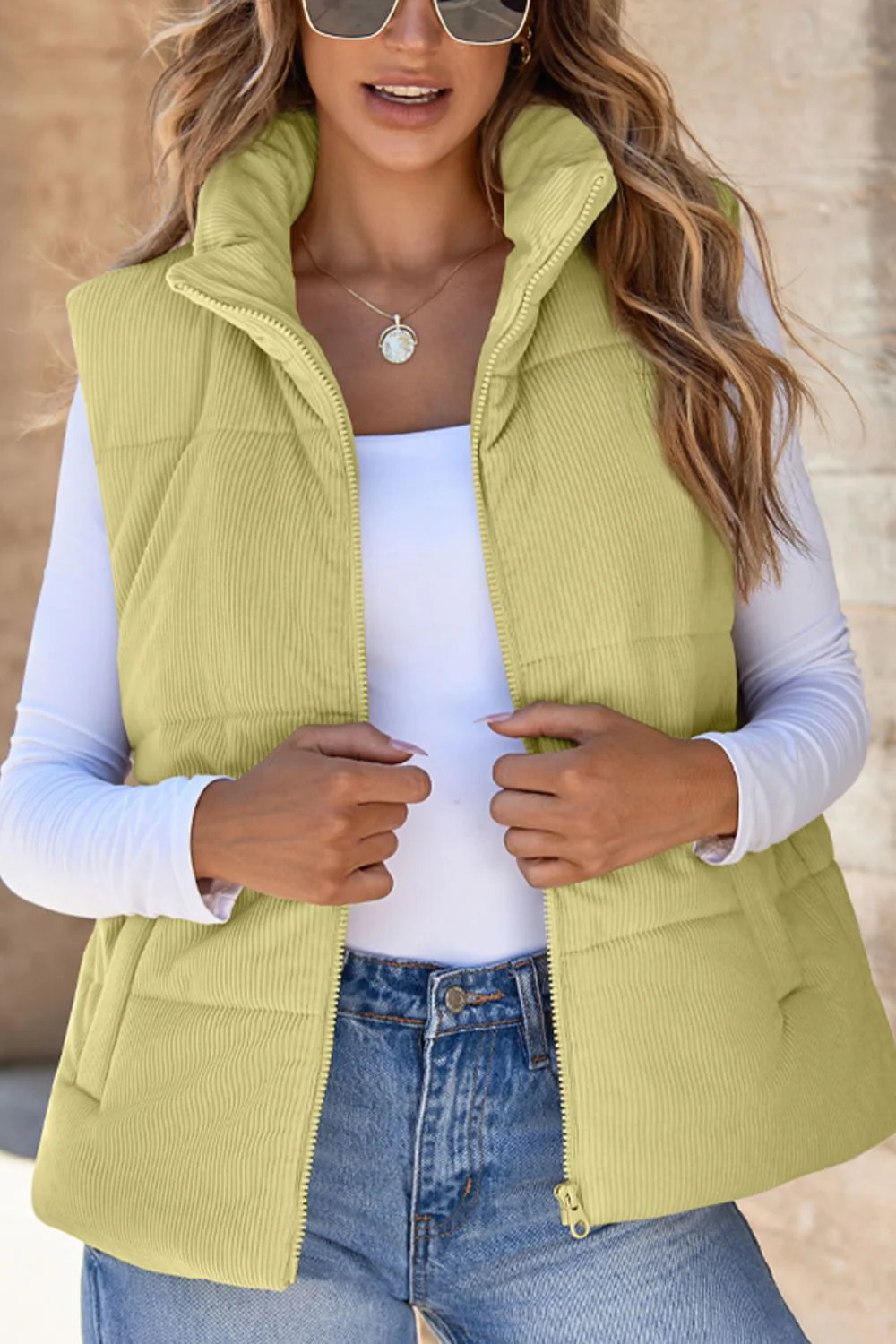 Zip Up Turtleneck Vest Coat - Image 5