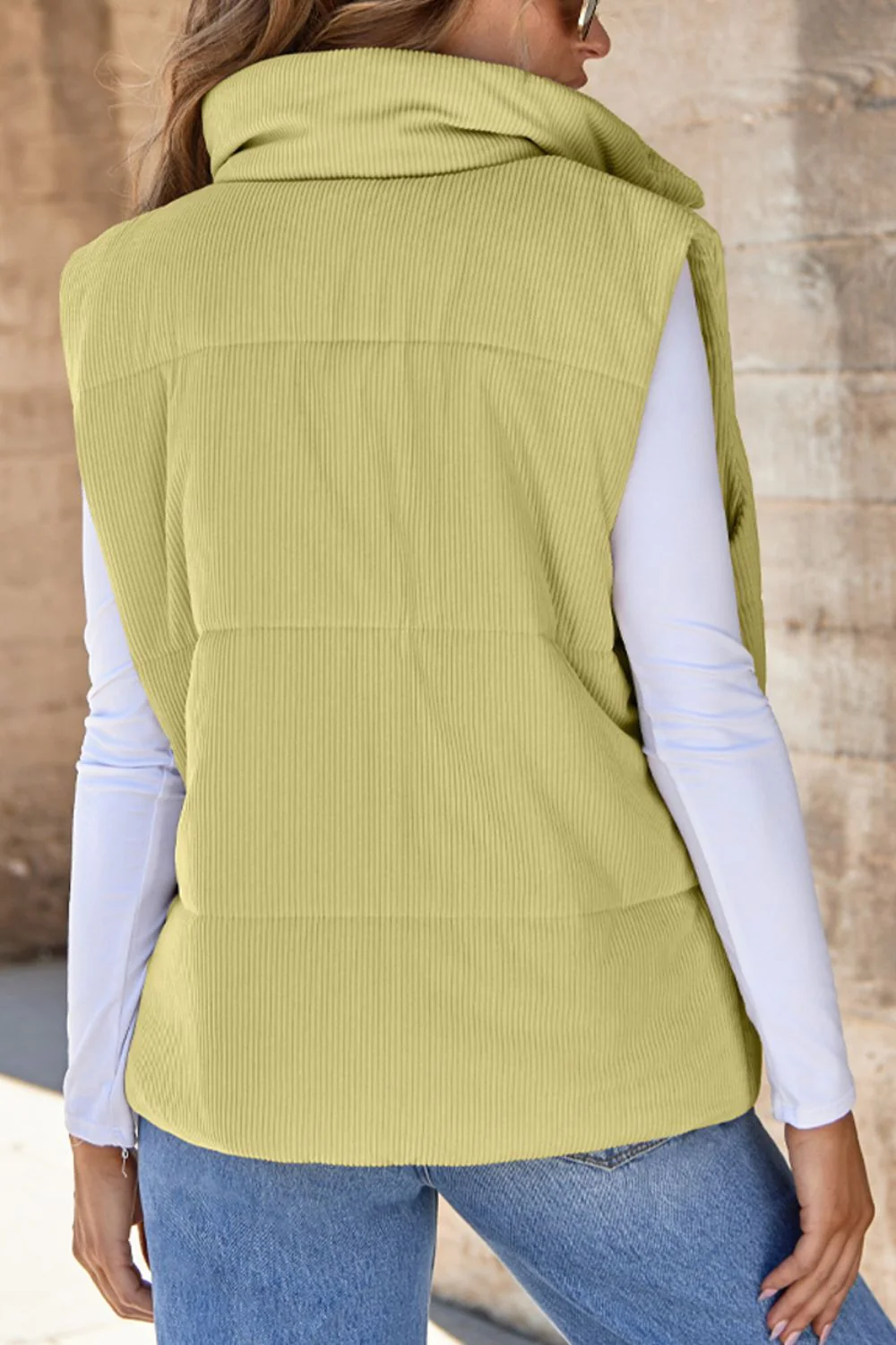 Zip Up Turtleneck Vest Coat - Image 6