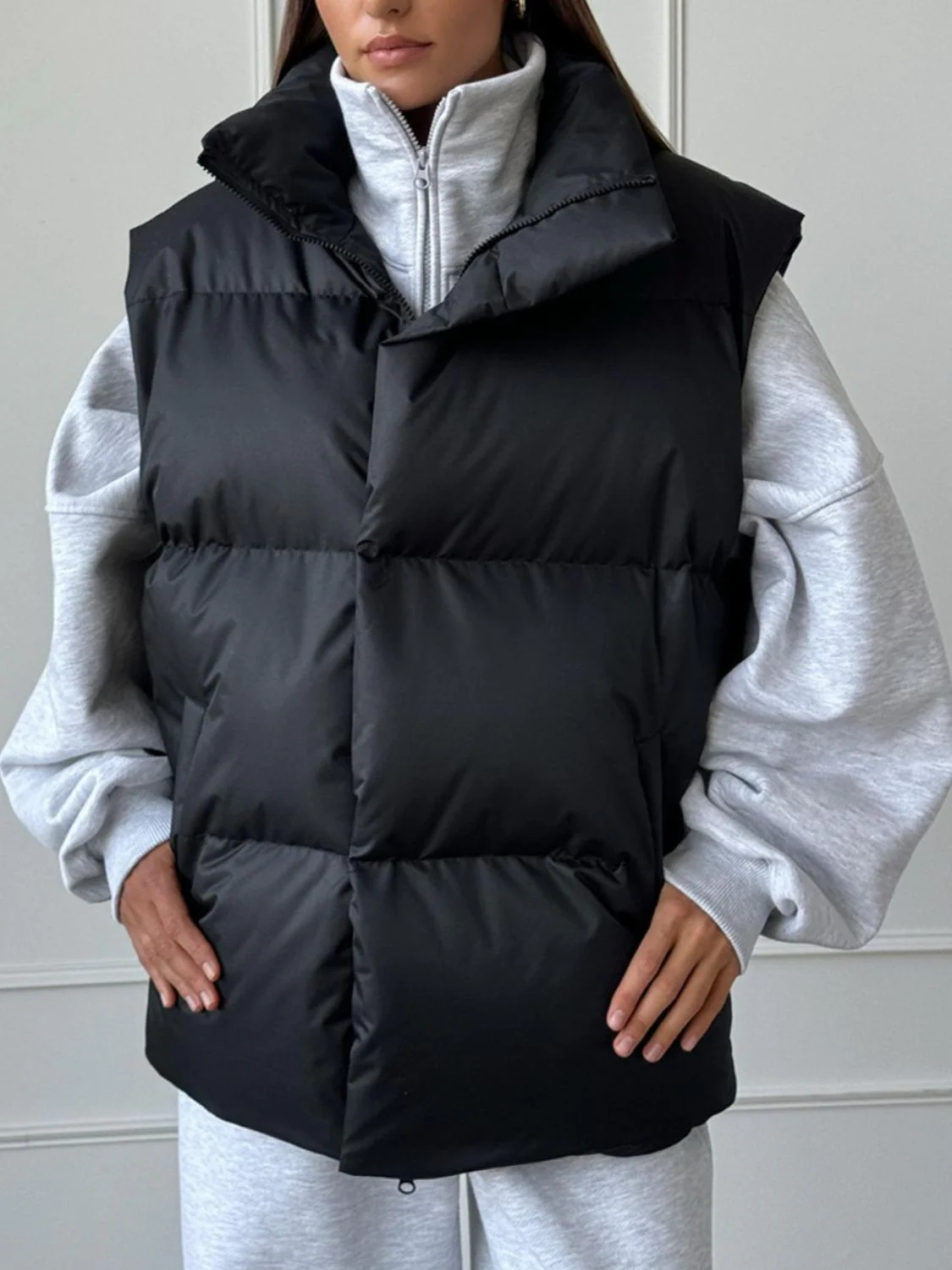 Zip Up Turtleneck Vest Coat - Image 5
