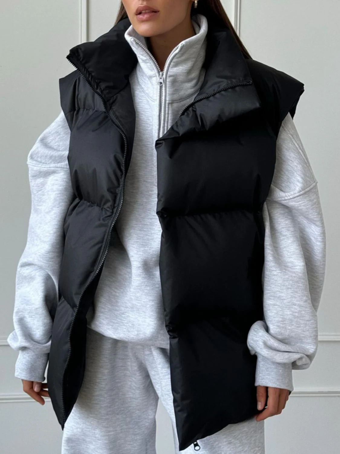 Zip Up Turtleneck Vest Coat - Image 6