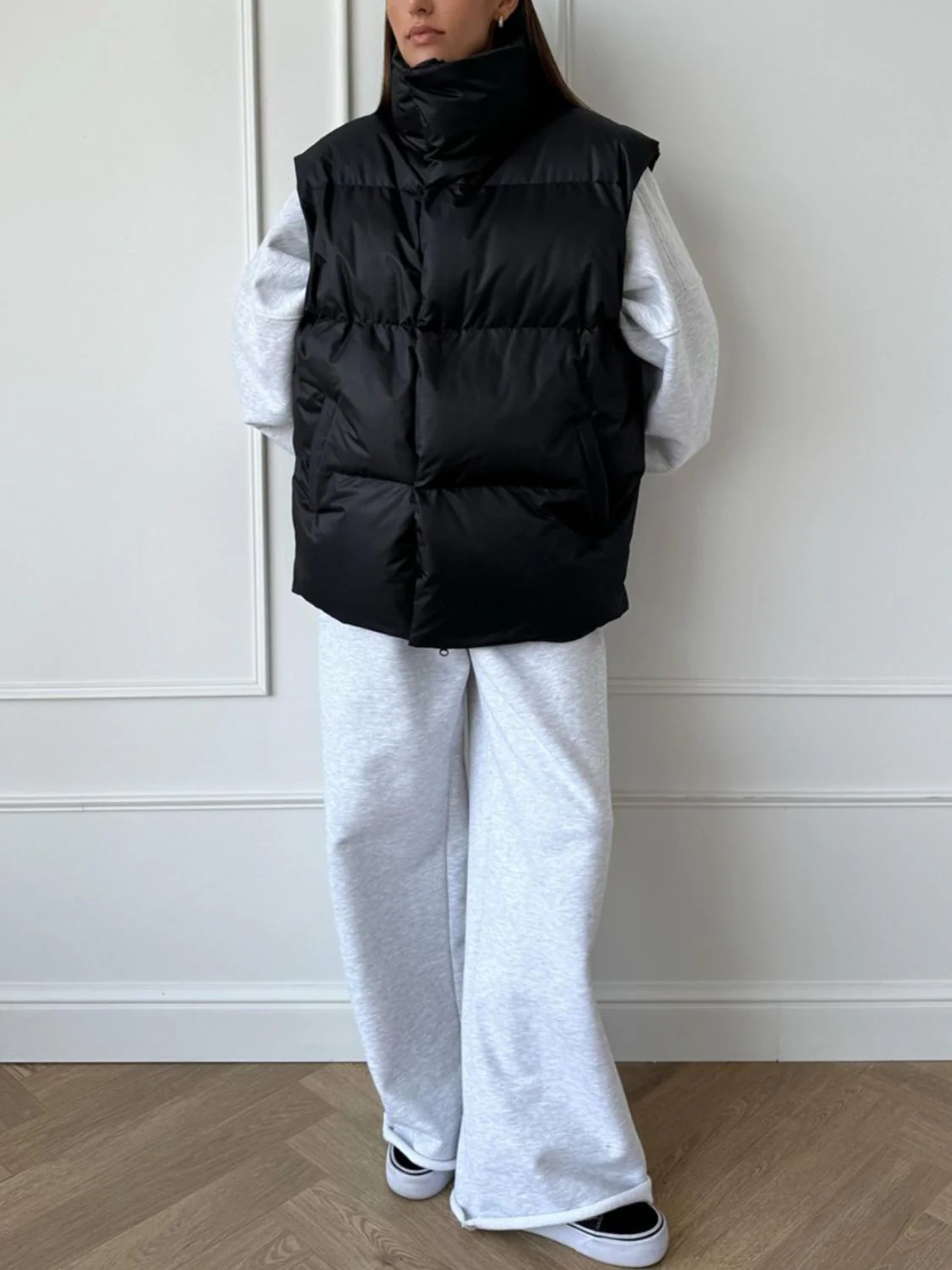 Zip Up Turtleneck Vest Coat - Image 8