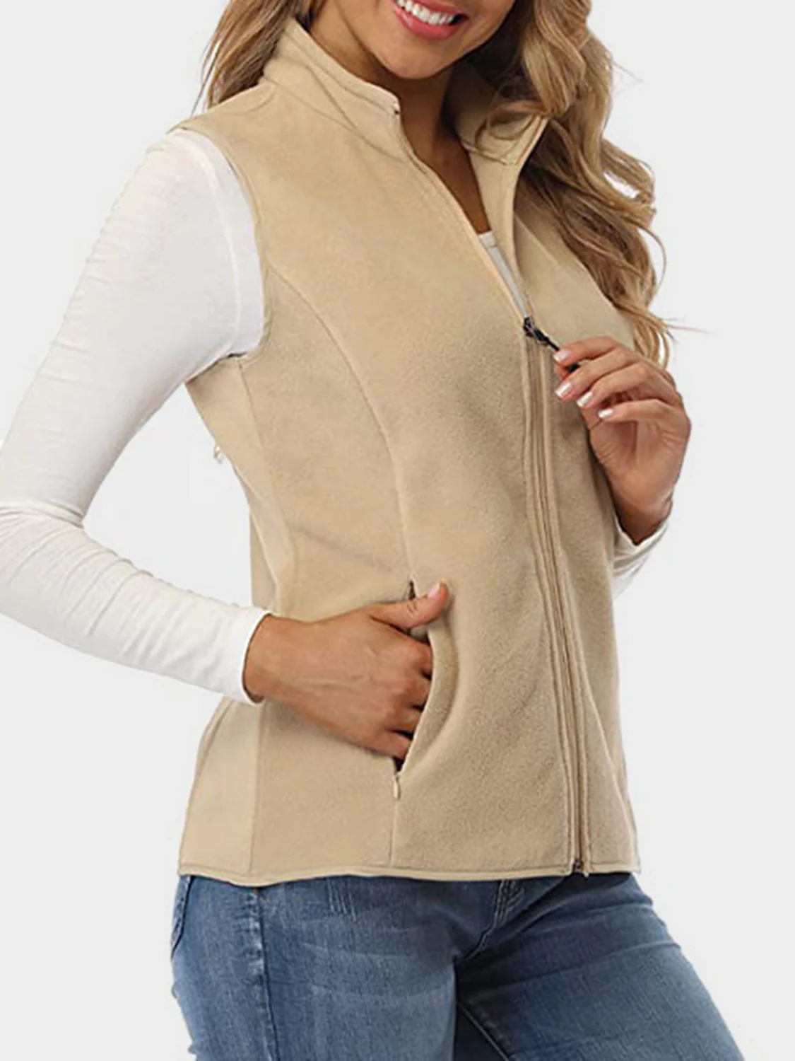 Zip Up Turtleneck Vest with Pockets - Image 2
