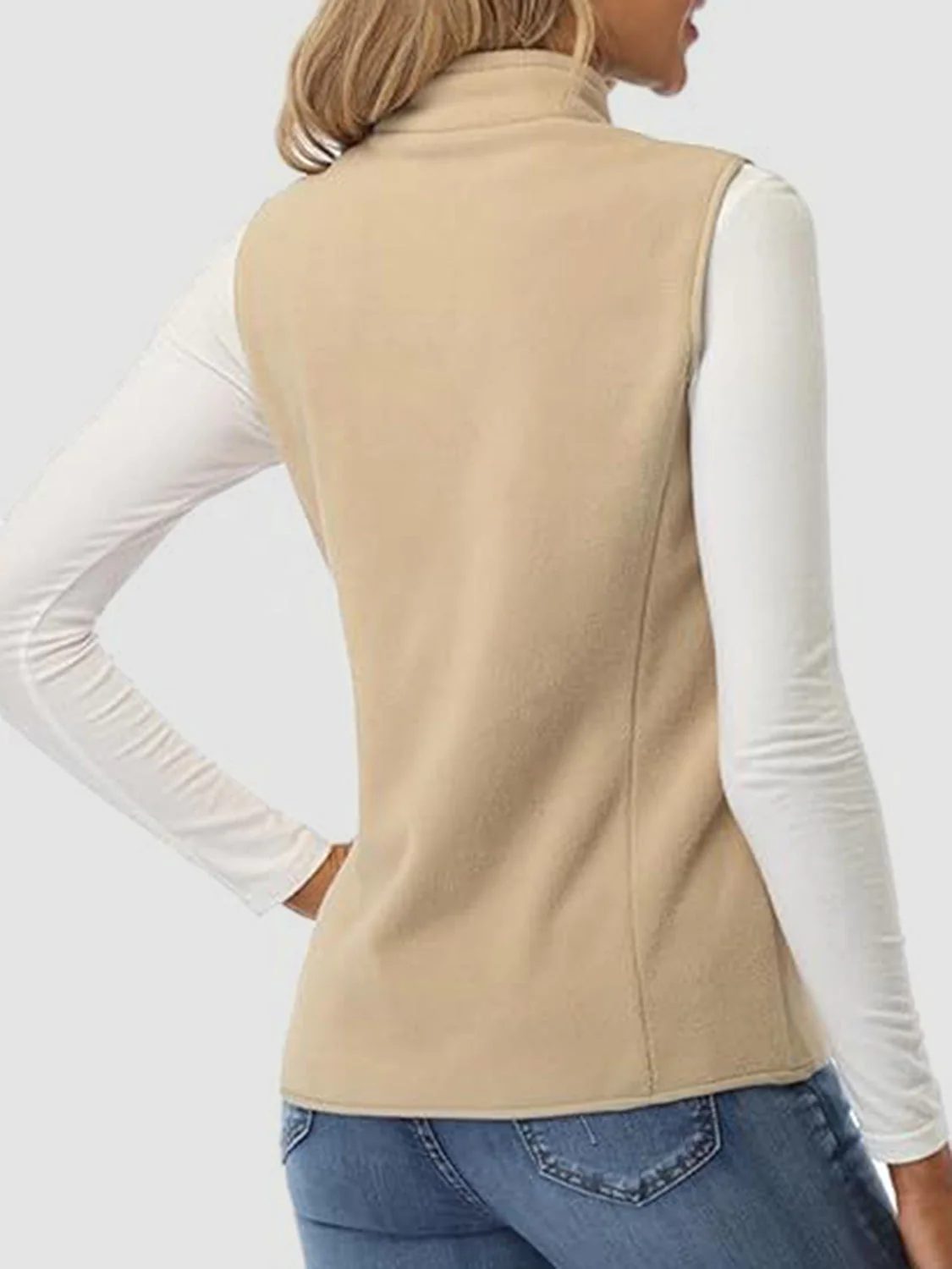 Zip Up Turtleneck Vest with Pockets - Image 3